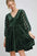 Umgee Dotted Lace Sleeve Tiered Velvet Mini Dress in green with whimsical lace sleeves.